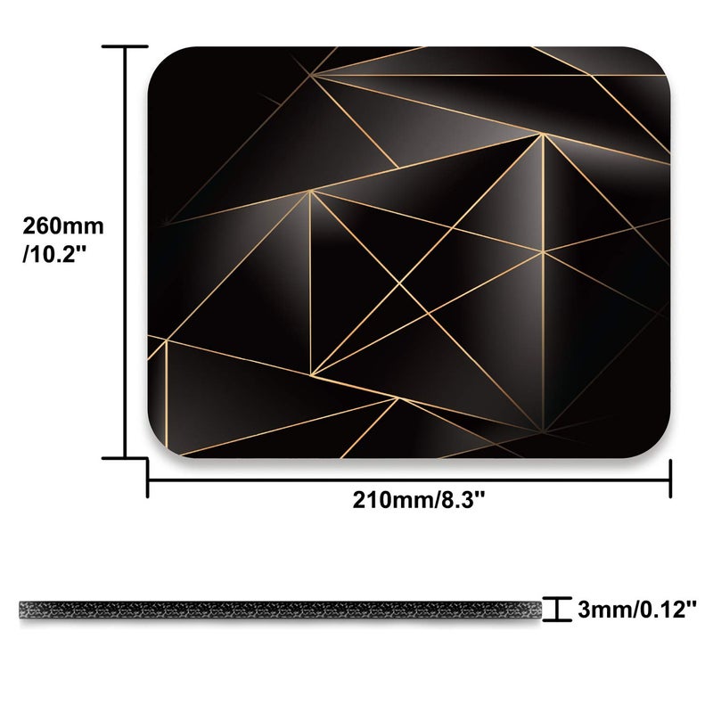 Audimi Mouse Pad Medium Mouse Mat Anti-Slip Base for PC Office Working Gaming, Golden Lines Triangle - Image 2
